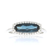 14K White Gold, London Blue Topaz, and Diamond Halo Ring