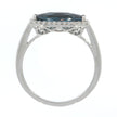 14K White Gold, London Blue Topaz, and Diamond Halo Ring