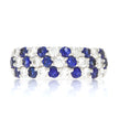 18K White Gold Pave Set Blue Sapphire and Diamond Ring