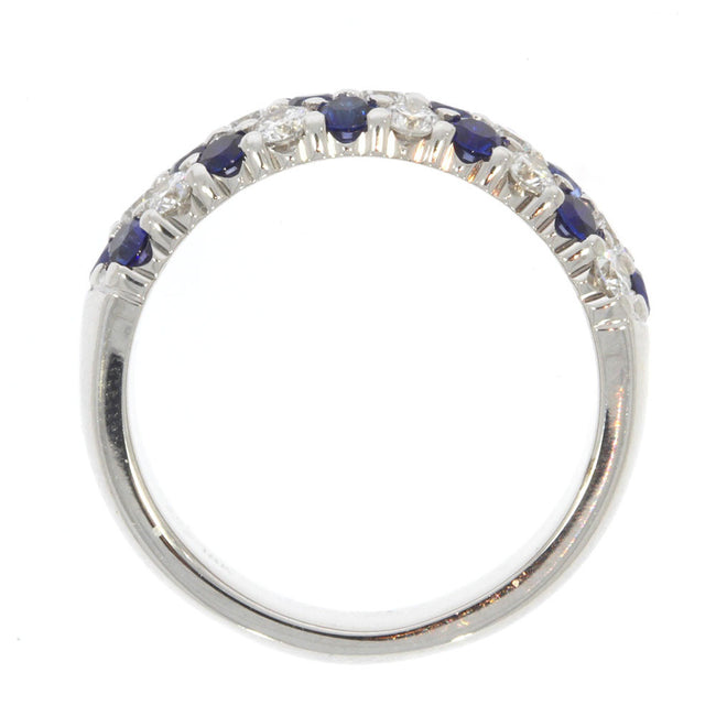 18K White Gold Pave Set Blue Sapphire and Diamond Ring