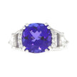 18K White Gold Cushion Brilliant Tanzanite and Diamond Ring