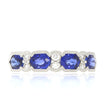 14K White Gold Alternating Blue Sapphire and Diamond Ring
