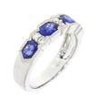14K White Gold Alternating Blue Sapphire and Diamond Ring