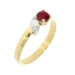 14K Yellow and White Gold Ruby and Diamond Toi Et Moi Ring