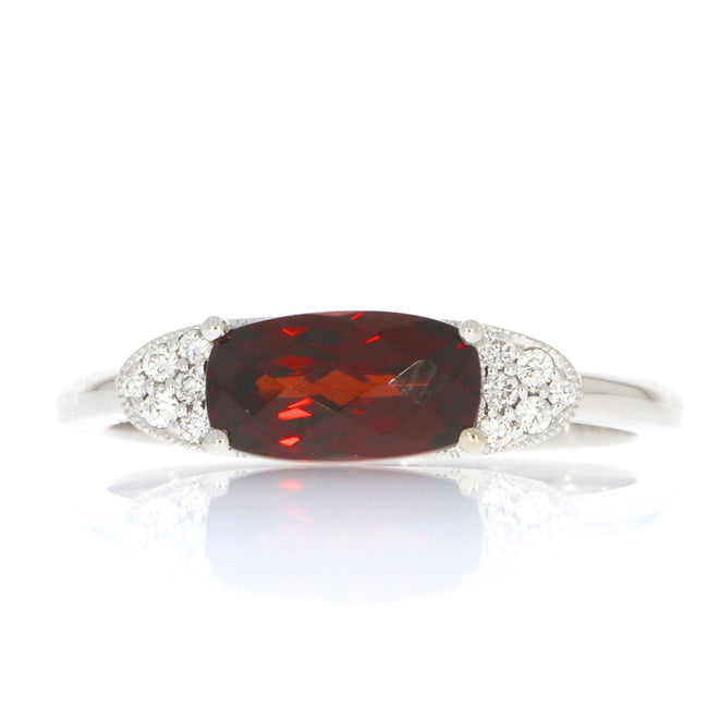 14K White Gold Garnet and Diamond Ring