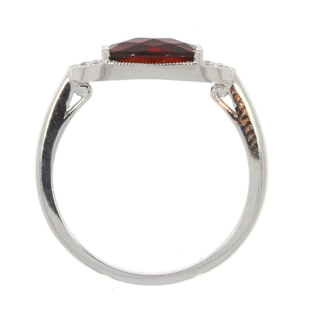 14K White Gold Garnet and Diamond Ring