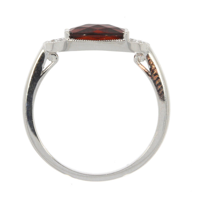 14K White Gold Garnet and Diamond Ring