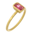 18K Yellow Gold and Bezel Set Emerald Cut Pink Sapphire Yumdrop Ring