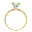 18K Yellow Gold Bezel Set Round Mochi Blue Zircon Solitaire Ring