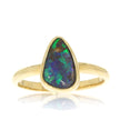 14K Yellow Gold and Bezel Set Triangular Australian Boulder Opal Ring