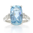14K White Gold Aquamarine and Diamond Five Stone Ring, with Diamond Accented Band