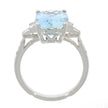 14K White Gold Aquamarine and Diamond Five Stone Ring, with Diamond Accented Band