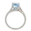 14K White Gold Oval Aquamarine and Diamond Bypass Ring
