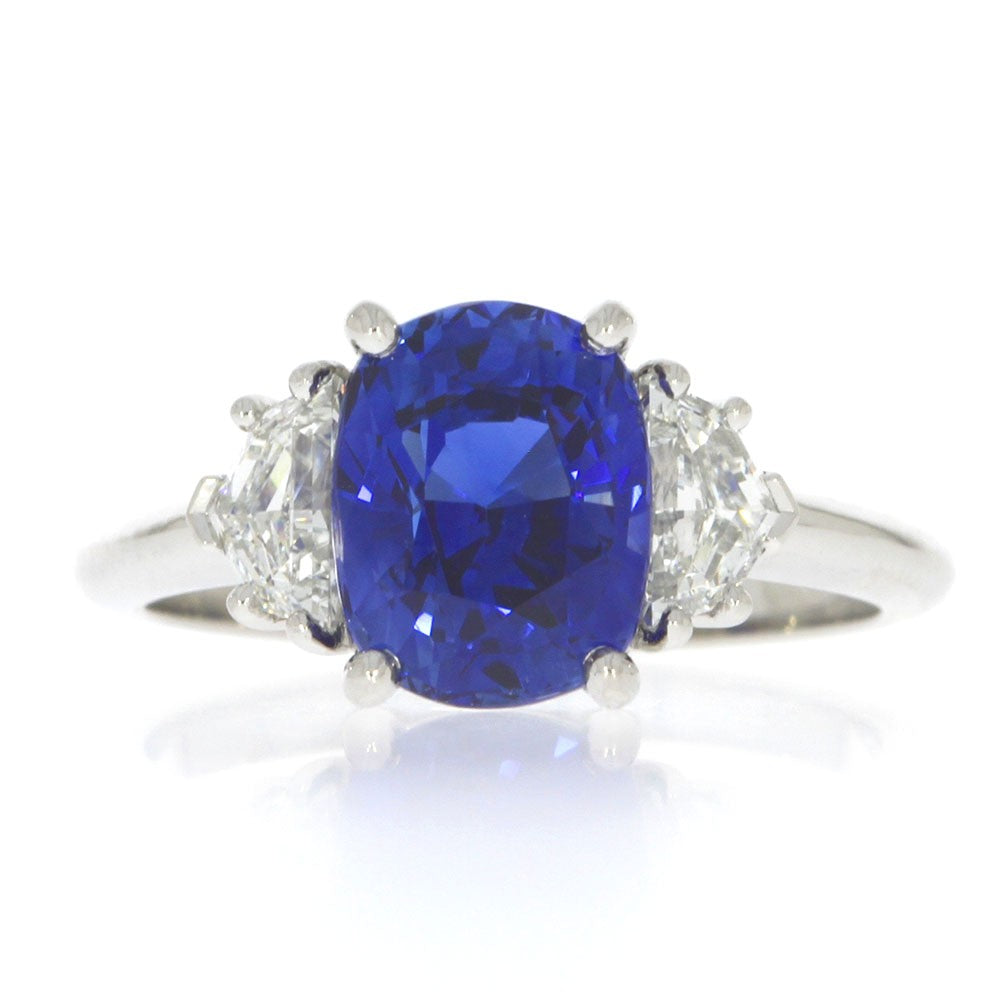 Platinum And Cushion Cut Blue Sapphire And 