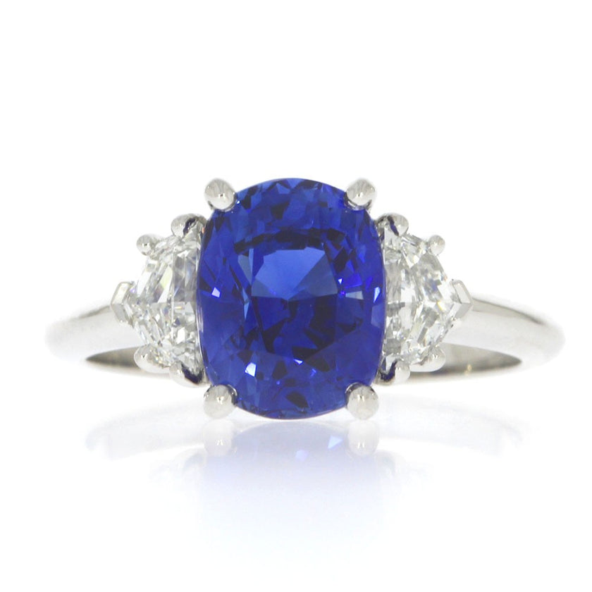 Platinum And Cushion Cut Blue Sapphire And 