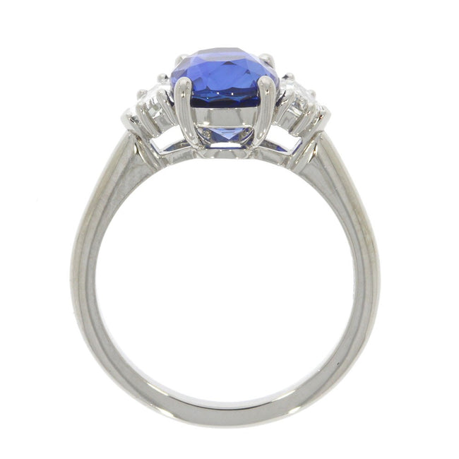 Platinum And Cushion Cut Blue Sapphire And 