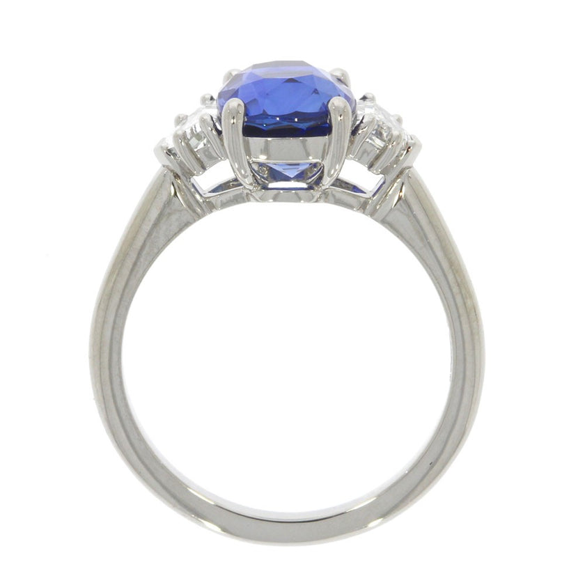 Platinum And Cushion Cut Blue Sapphire And 