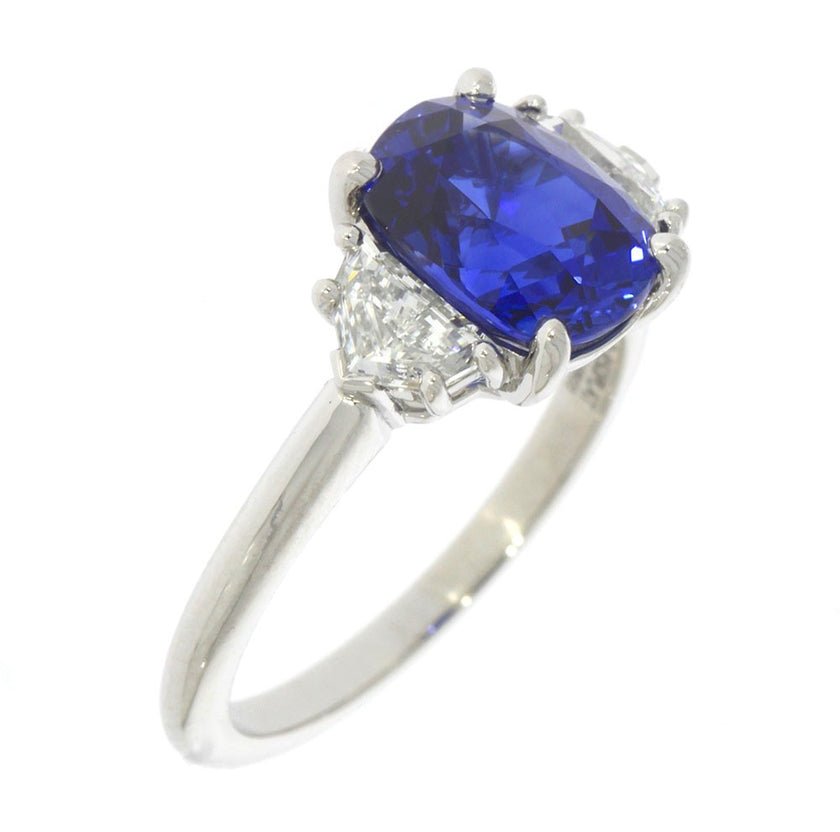 Platinum And Cushion Cut Blue Sapphire And 