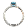 14K White Gold Blue Zircon and Diamond Double Band Ring