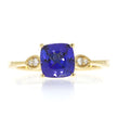 14K Yellow Gold Tanzanite and Diamond 3 Stone Style Ring