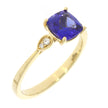 14K Yellow Gold Tanzanite and Diamond 3 Stone Style Ring