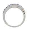 18K White Gold Blue Sapphire and Diamond Wave Contour Band