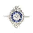 18K White Gold Blue Sapphire and Diamond Bezel Set Cluster Ring