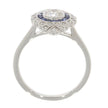 18K White Gold Blue Sapphire and Diamond Bezel Set Cluster Ring