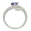 18K White Gold Blue Sapphire and Diamond Bypass Style Wave Band