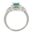 18K White Gold Emerald and Diamond Art Deco Style Flower Ring