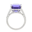 Platinum And Cushion Cut Tanzanite And Diamond Ring