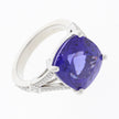 Platinum And Cushion Cut Tanzanite And Diamond Ring