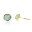 14K Yellow Gold and Ethiopian Opal Solitaire Earrings, with Friction Back Closures
