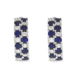 14K White Gold Blue Sapphire and Diamond Hoop Earrings