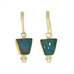 14 Karat Yellow Gold and 22 Karat Yellow Gold Bezel Set Ethiopian Opal and Diamond Earrings