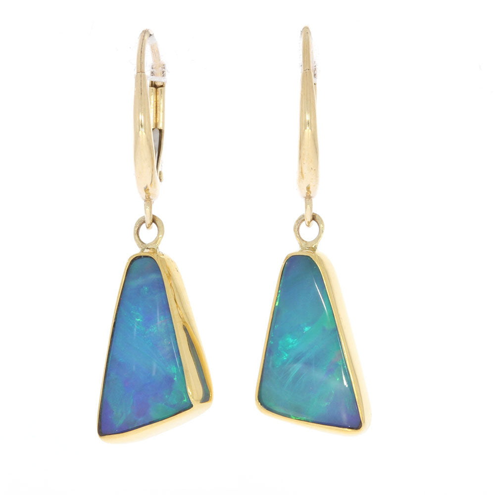14K and 22K Yellow Gold Bezel Set Ethiopian Opal Earrings