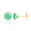 18K Yellow Gold And Round Emerald Martini Solitaire Earrings