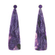14K White Gold Charoite and Amethyst Earrings