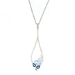 14K White Gold Blue Topaz and Diamond Tear Drop Pendant