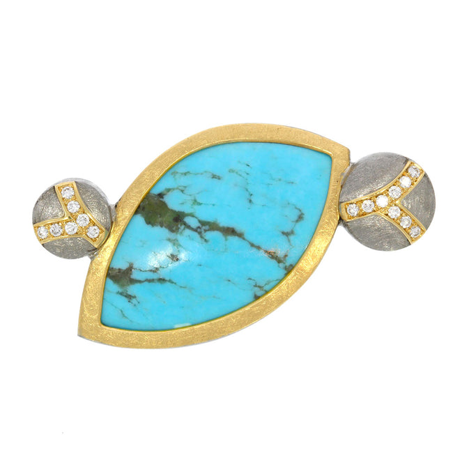 18K Yellow Gold and Stainless Steel Turquoise Vario Key Pendant