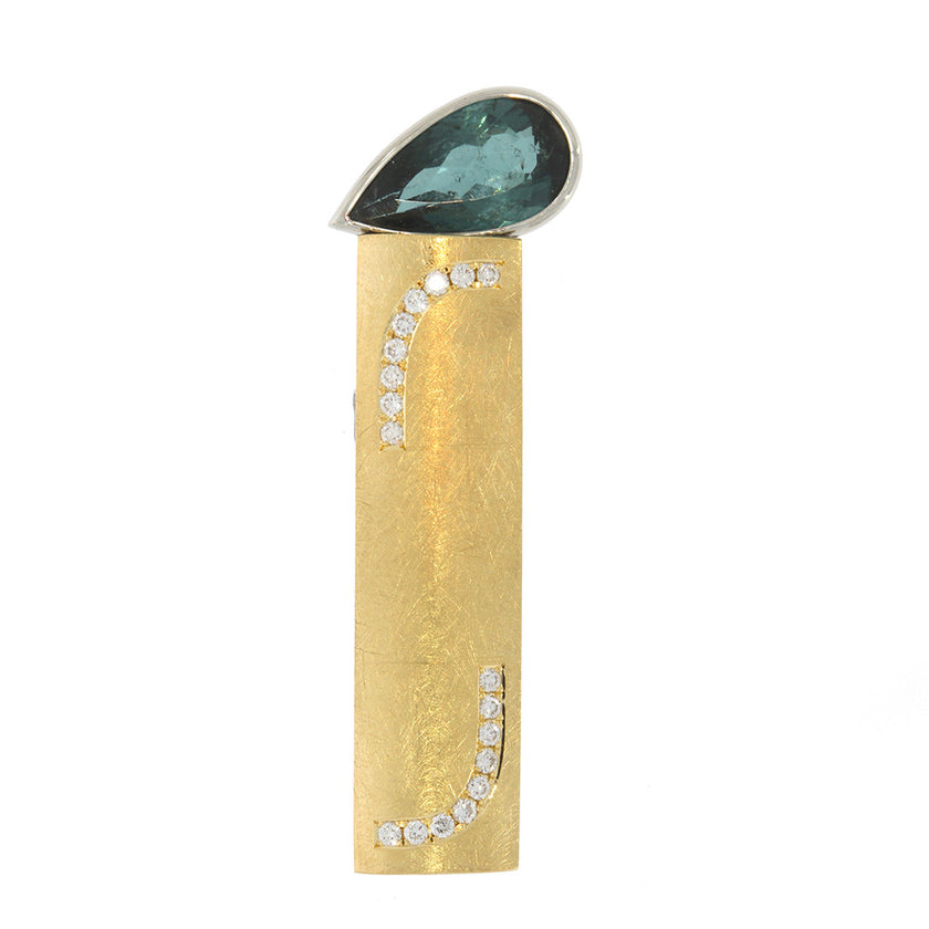 18K Yellow Gold and Stainless Steel Tourmaline Vario Pendant