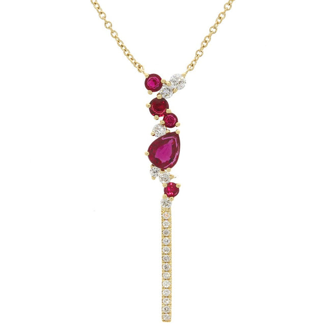 14K Yellow Gold Prong Set Ruby and Diamond 