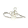 14K White Gold Freshwater Pearl and Prong Set Diamond Bypass Style Ring