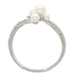 14K White Gold Freshwater Pearl and Prong Set Diamond Bypass Style Ring