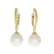 18K Yellow Gold Huggie Style Earrings, with Akoya Pearl Dangles