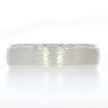 14K White Gold 6.5mm Men's Wedding Band, with Woodgrain Textured Center and Polished Beveled Edges