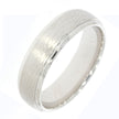 14K White Gold 6.5mm Men's Wedding Band, with Woodgrain Textured Center and Polished Beveled Edges