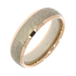 14K White Gold 6mm Men's Wedding Band with Hammer Satin Finish Center And Polished 14K Red Gold Edges Size 57 (German)