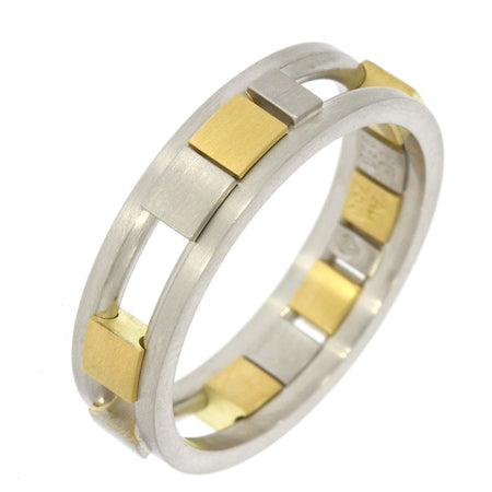 Platinum and 18K Yellow Gold Men's Wedding Band with Sliding Stations of Platinum and 18K Yellow Gold
