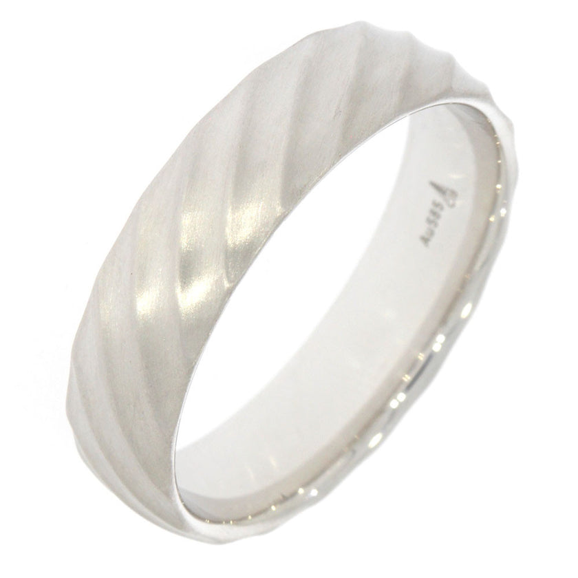 14k White Gold Grooved Textured Men's Wedding Band